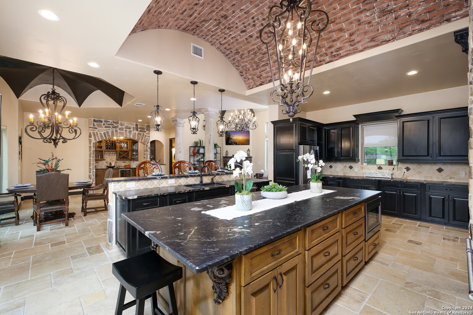 a kitchen with granite countertop lots of counter top space