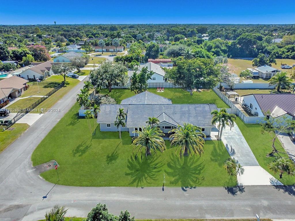 an aerial view of a house