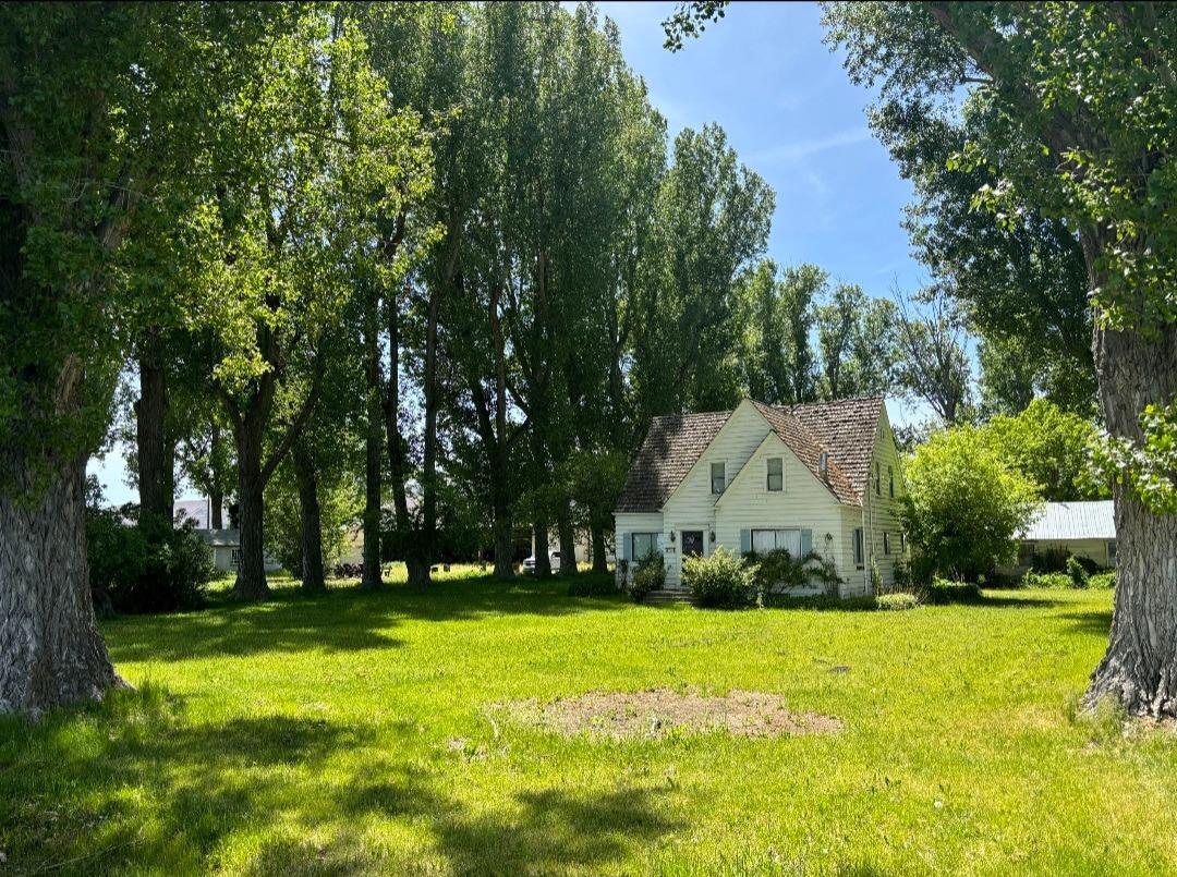 a view of house with garden and trees