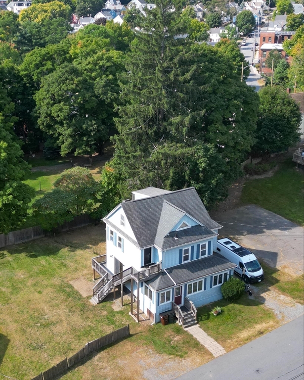 an aerial view of a house