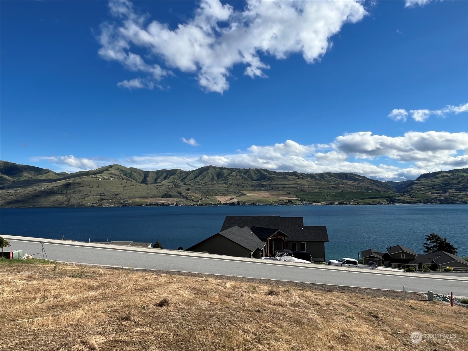 a view of a terrace with a lake