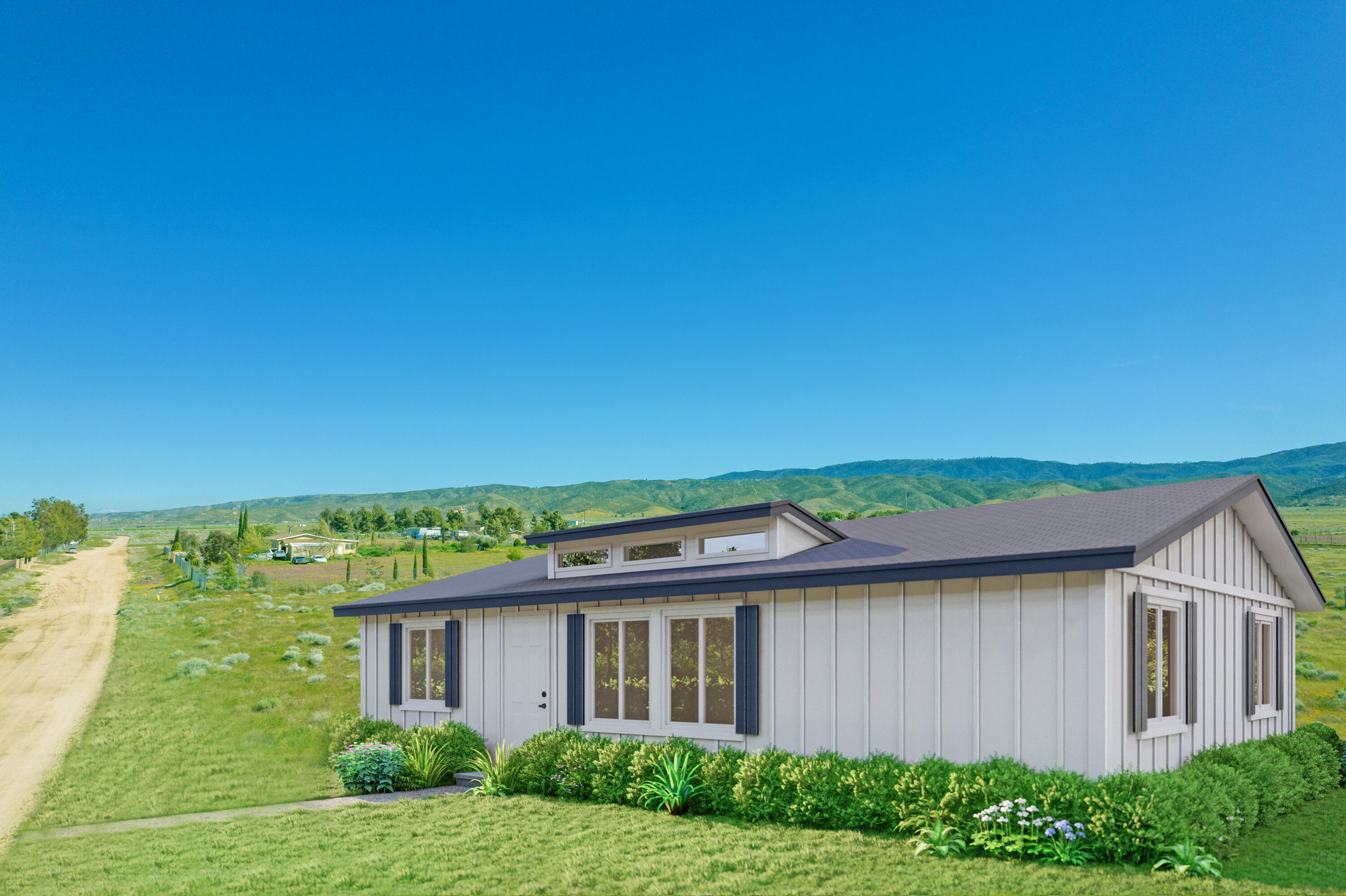 a house view with a garden space