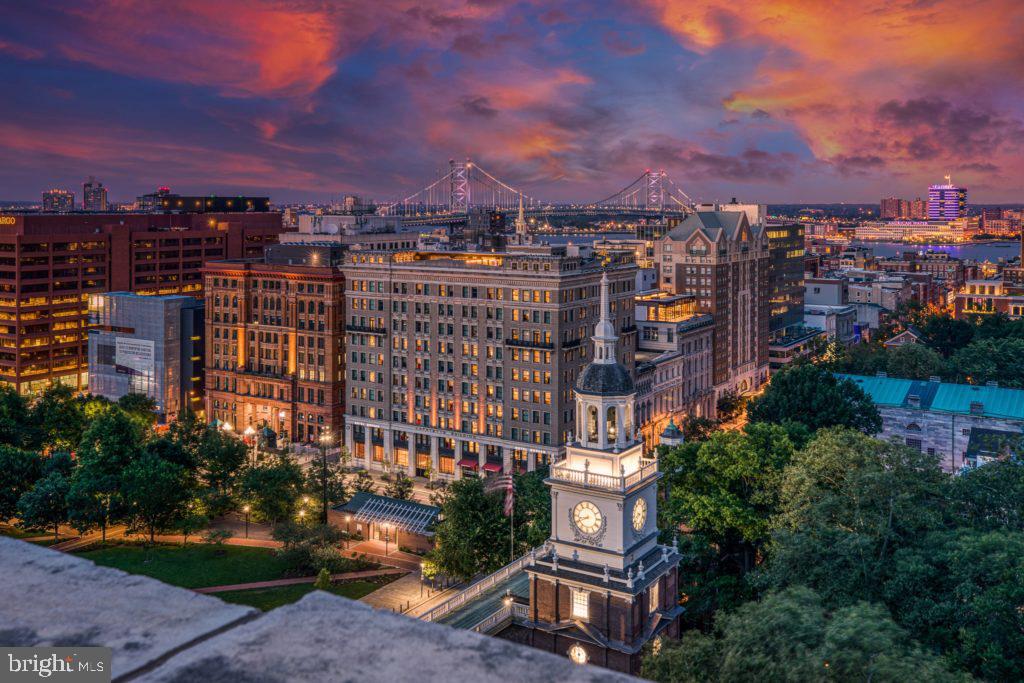 a view of a city with tall buildings