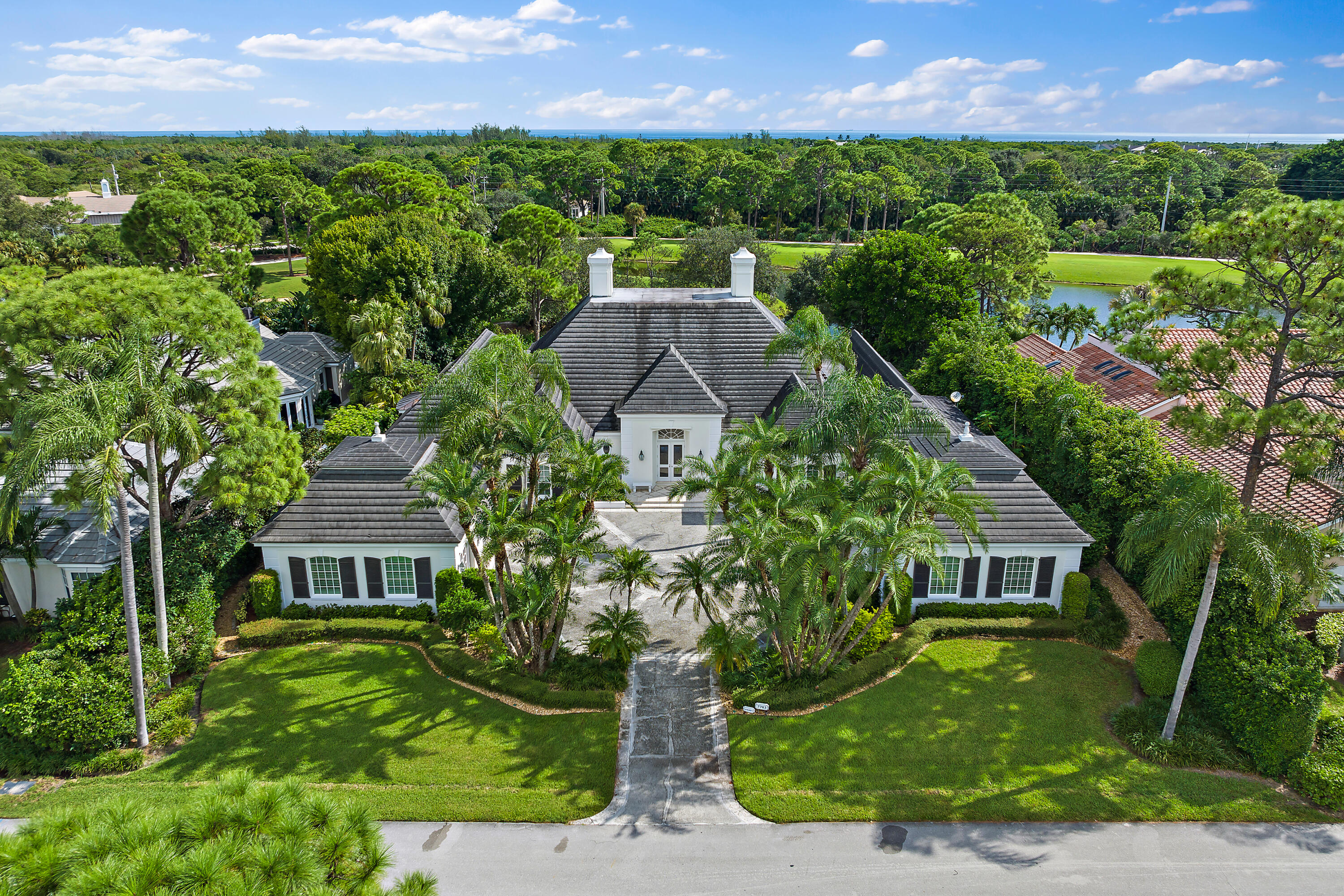 an aerial view of a house