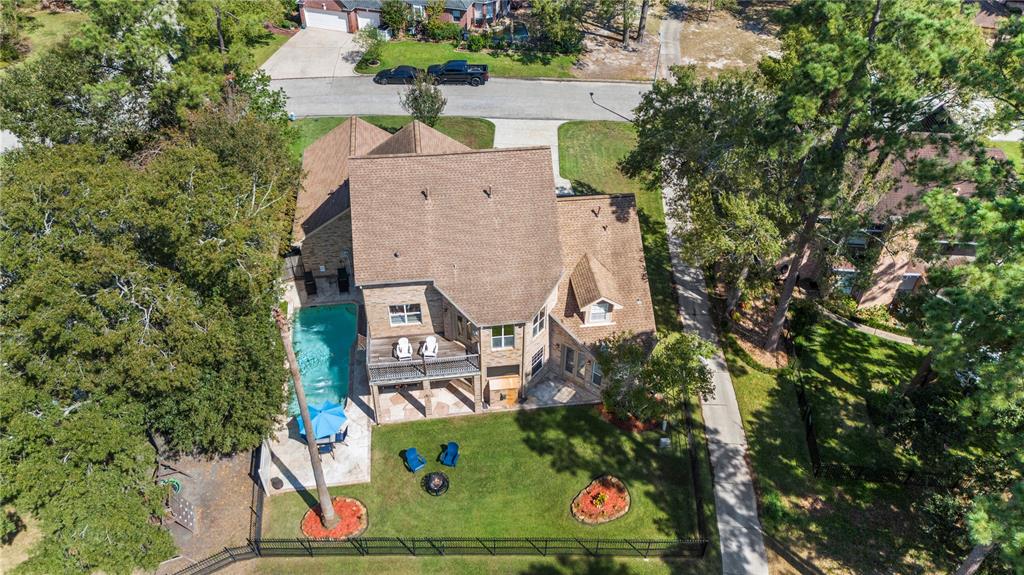 an aerial view of a house