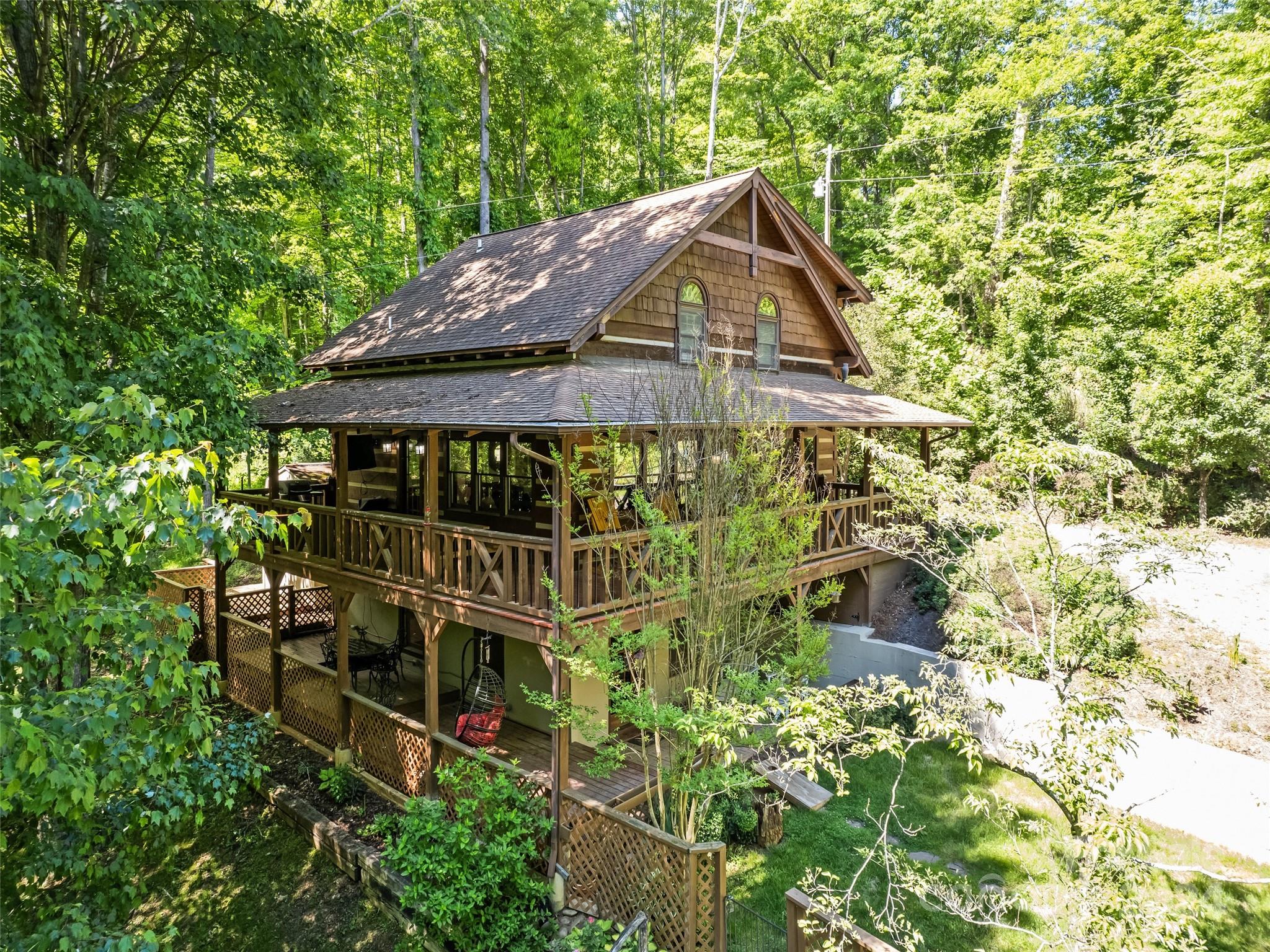 an aerial view of a house