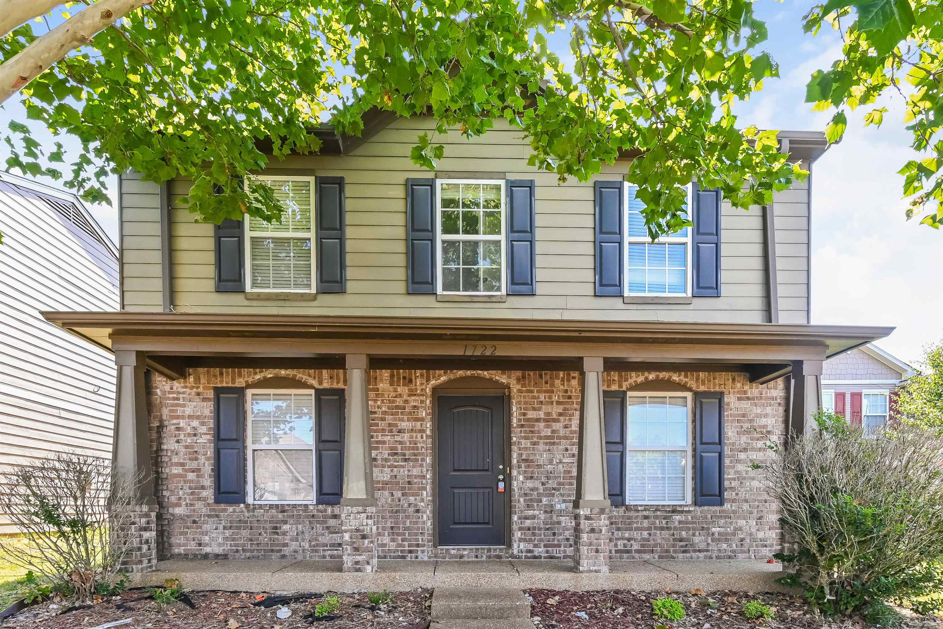 front view of a brick house