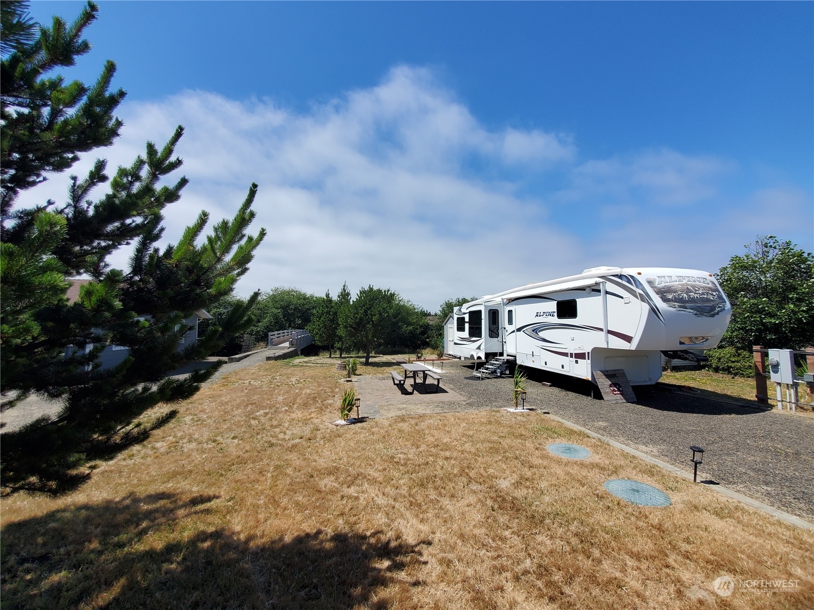 a house view with a backyard space