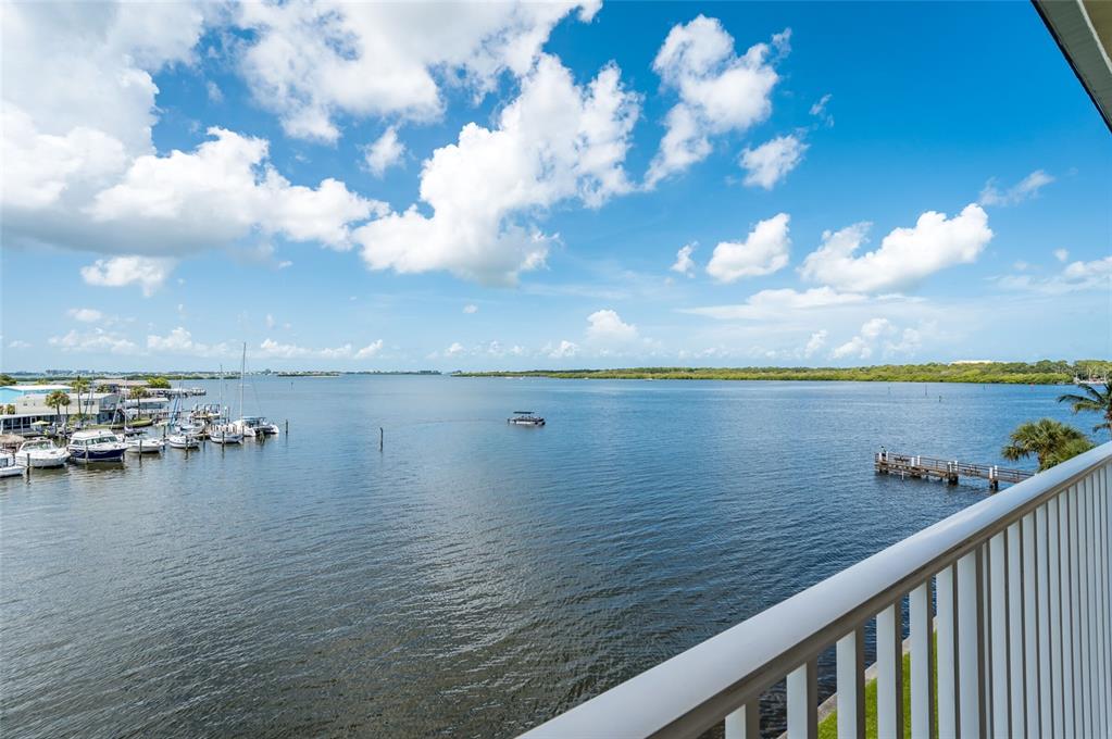 a view of ocean from a balcony