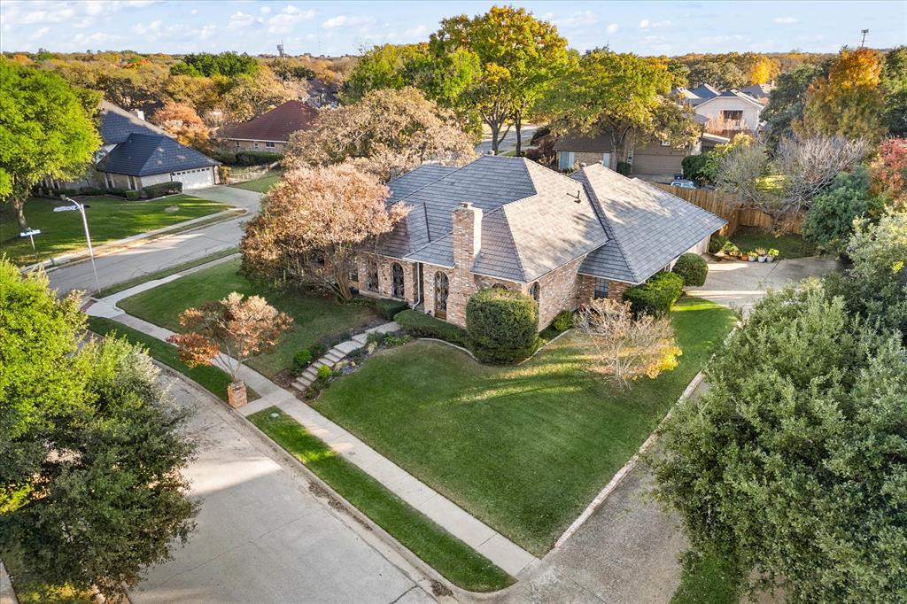 an aerial view of a house