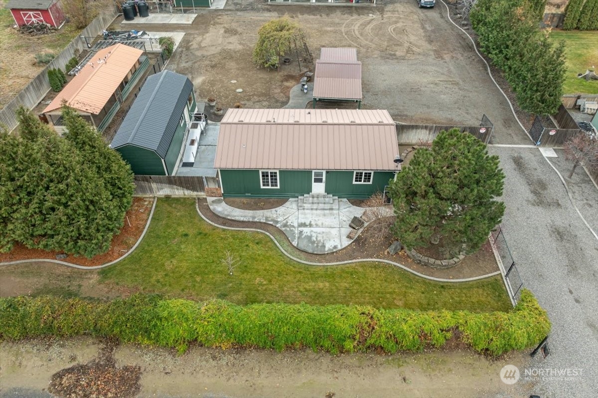 an aerial view of a house