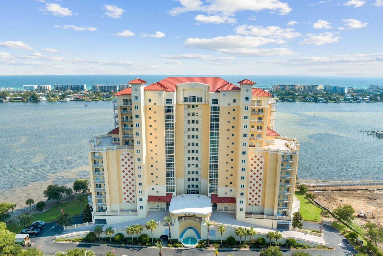 a view of a lake with building in front of it