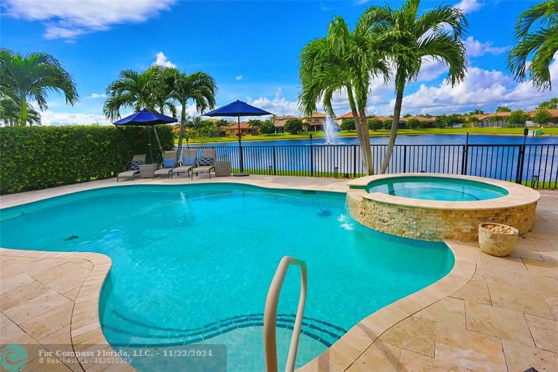 private heated pool with elevated spa