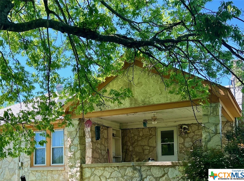 front view of a house with a tree