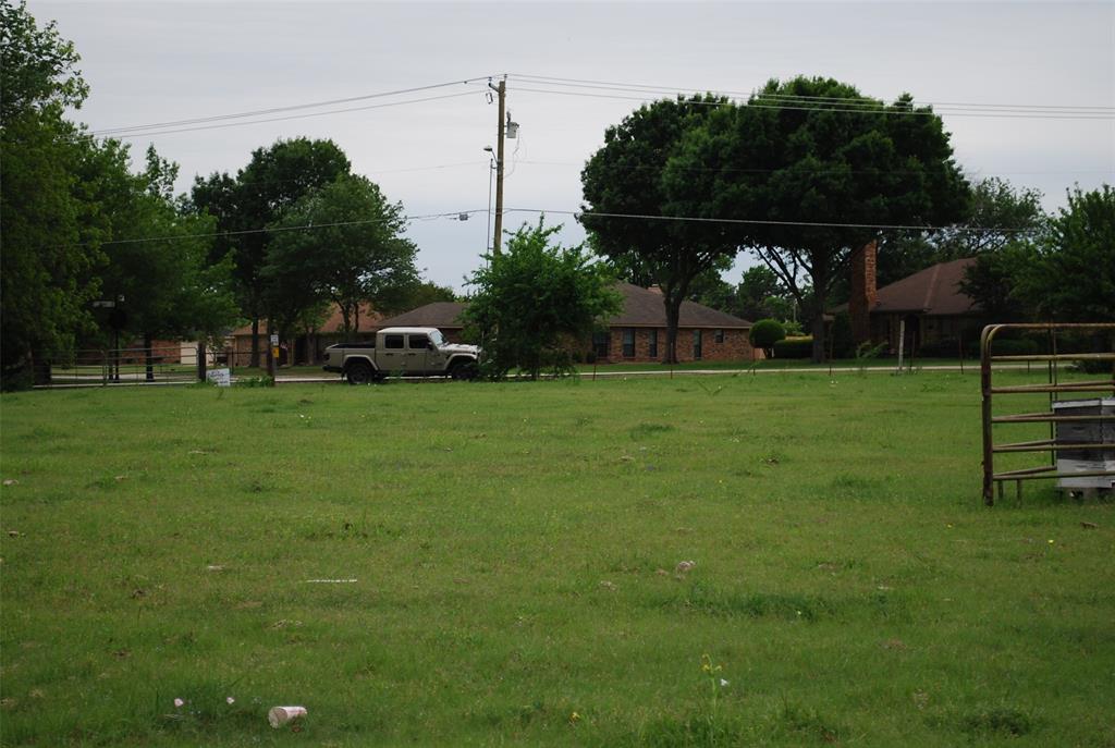 a view of a park with large trees