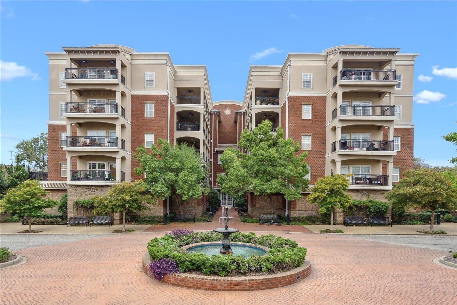 a front view of a multi story building