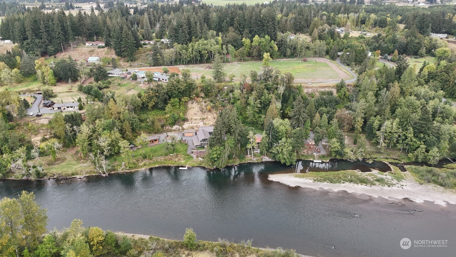 a view of a lake with outdoor space