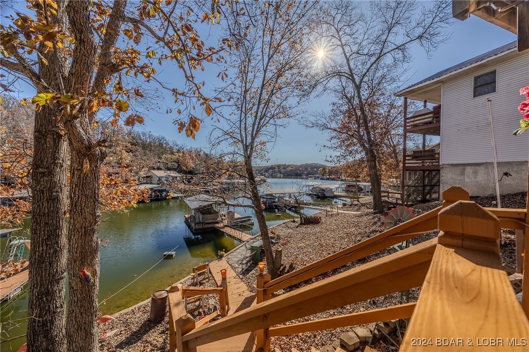 Private dock in a cove setting