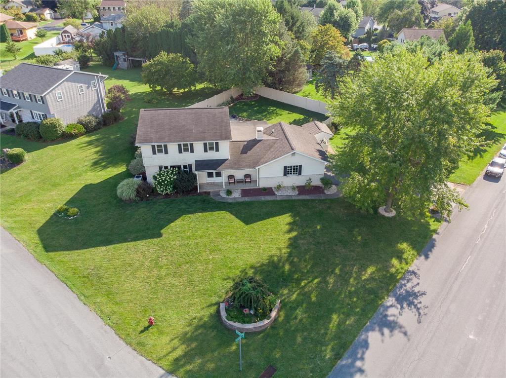 an aerial view of a house