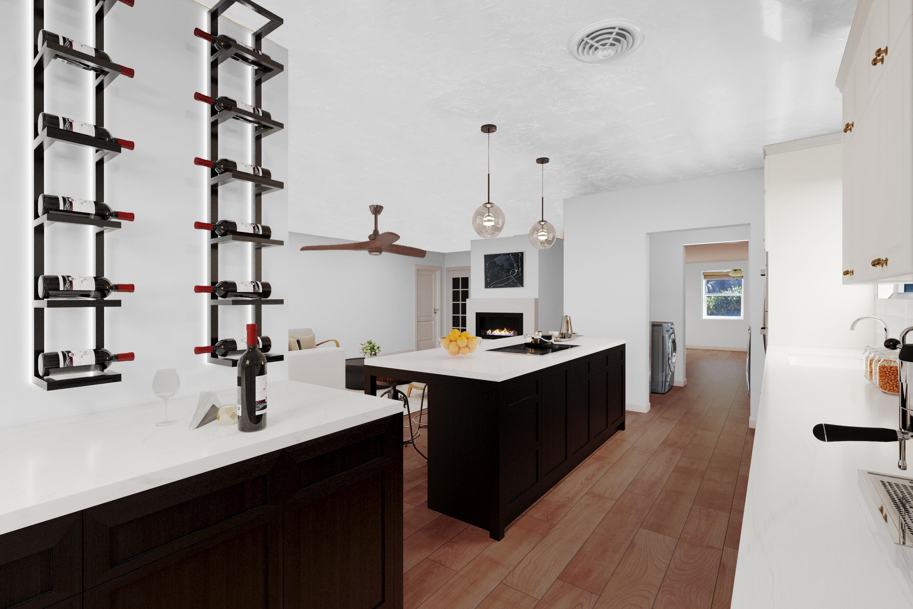 a kitchen with sink cabinets and stove