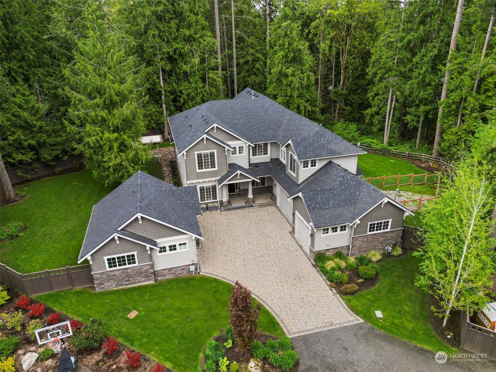 an aerial view of a house