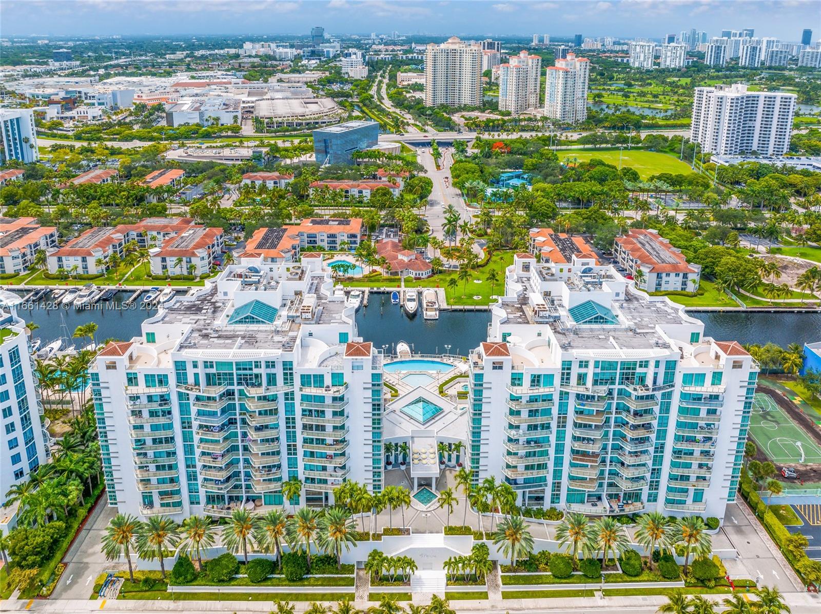 a view of a city that has tall buildings