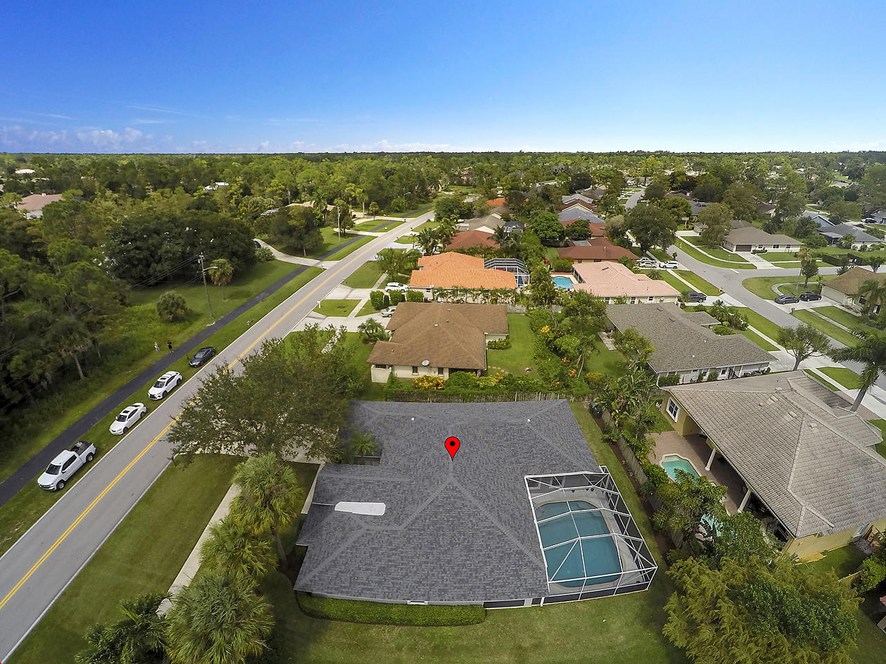 an aerial view of house