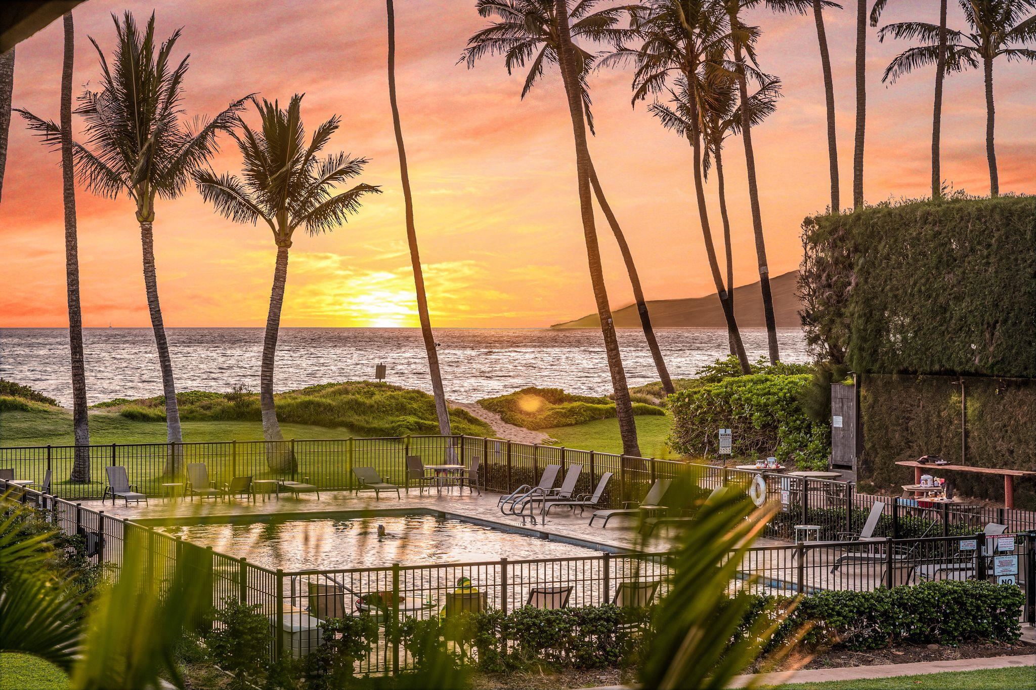 an ocean view with outdoor space