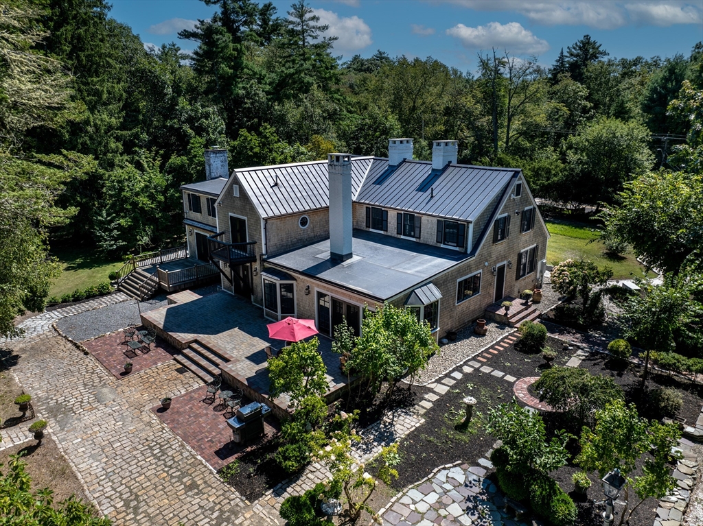 an aerial view of a house