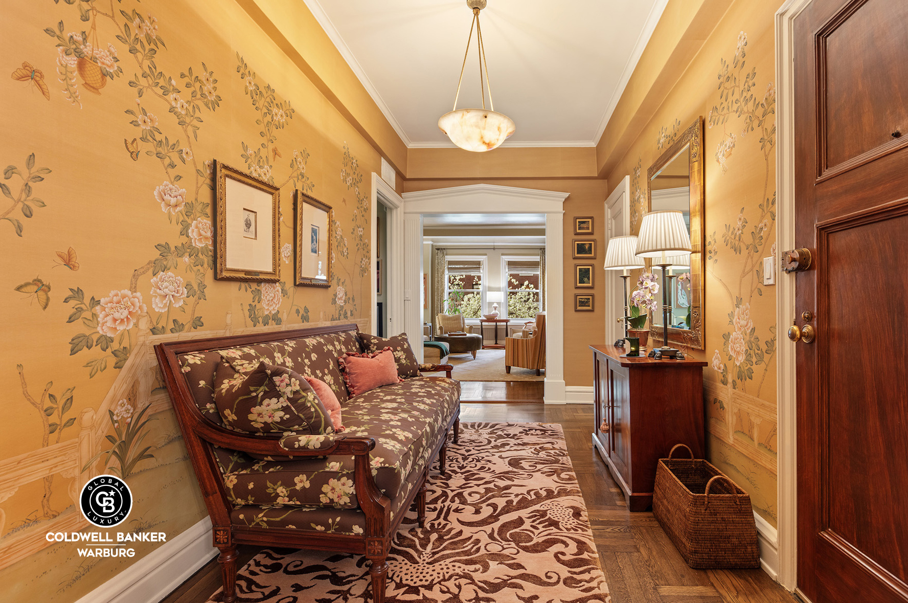 a living room with furniture