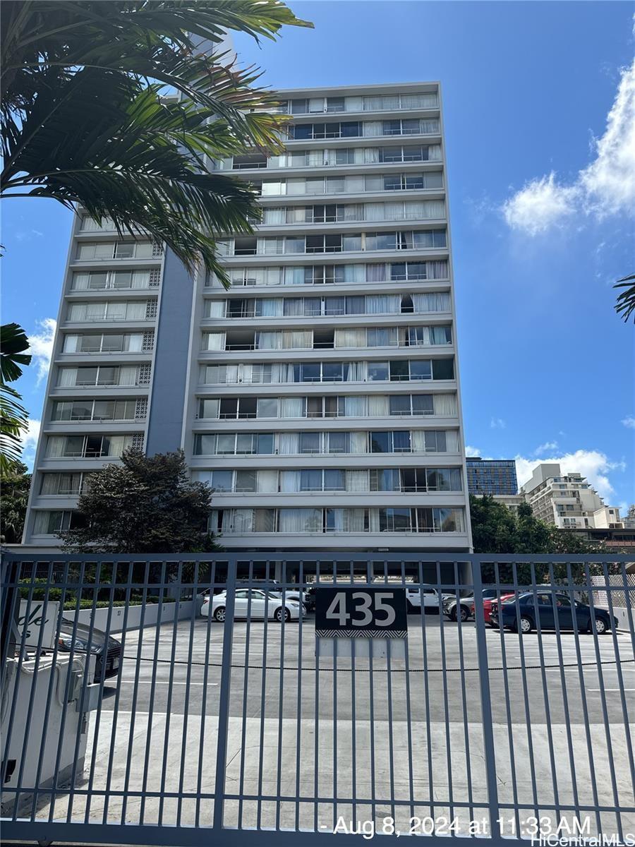 a view of a building from a balcony