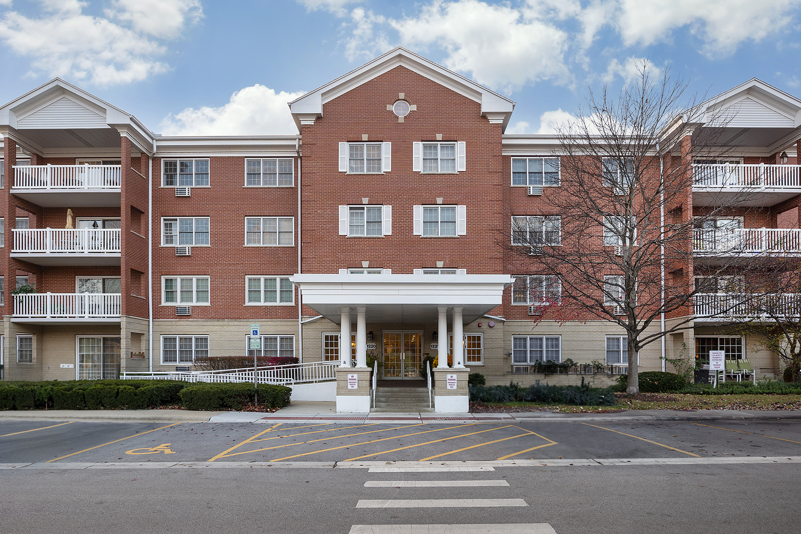 a front view of a building