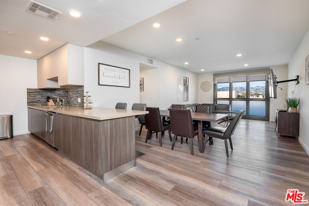 a kitchen with lots of counter top space