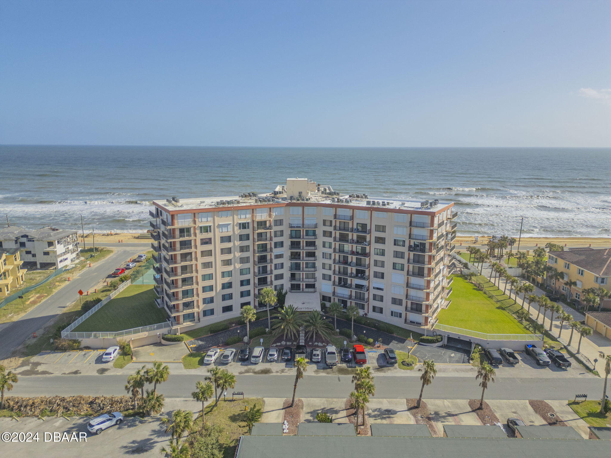 a view of building with an ocean view