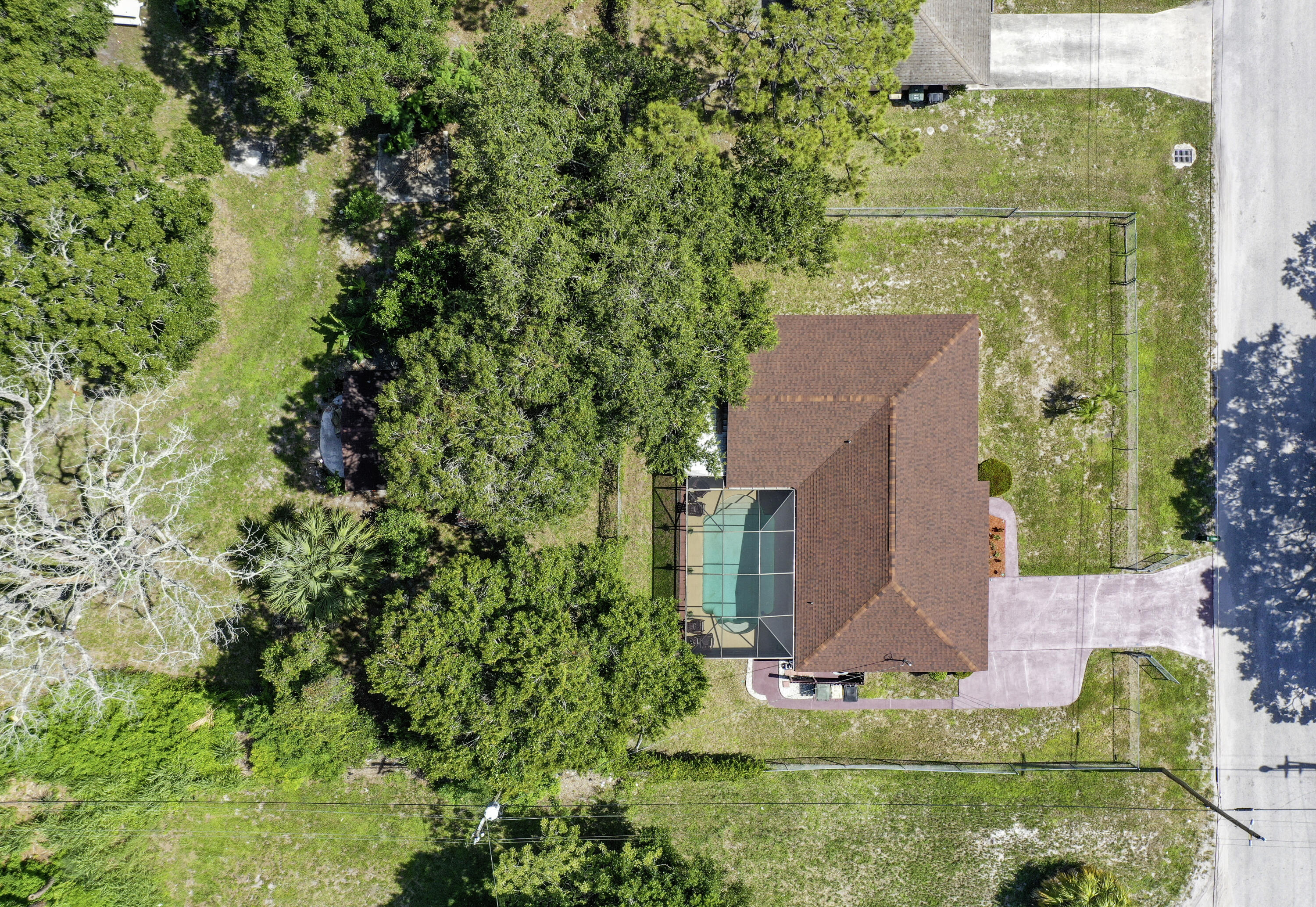 an aerial view of a house