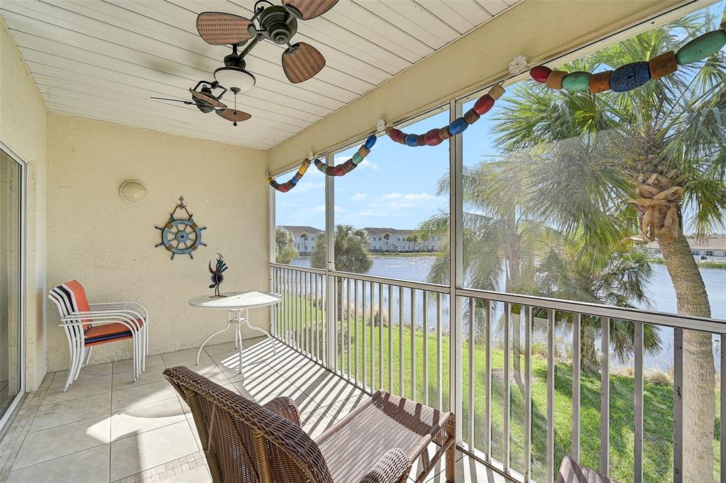 a view of a balcony furniture