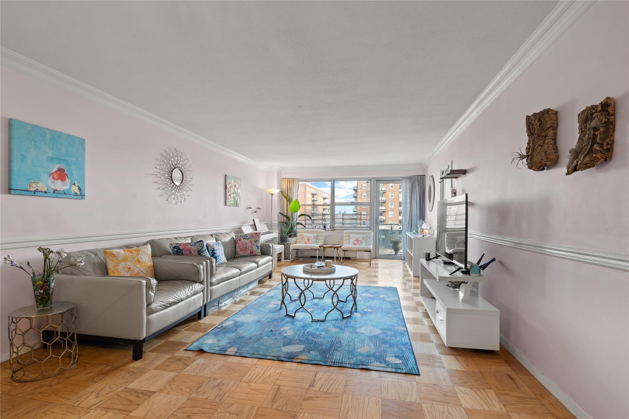 a living room with furniture and a couch