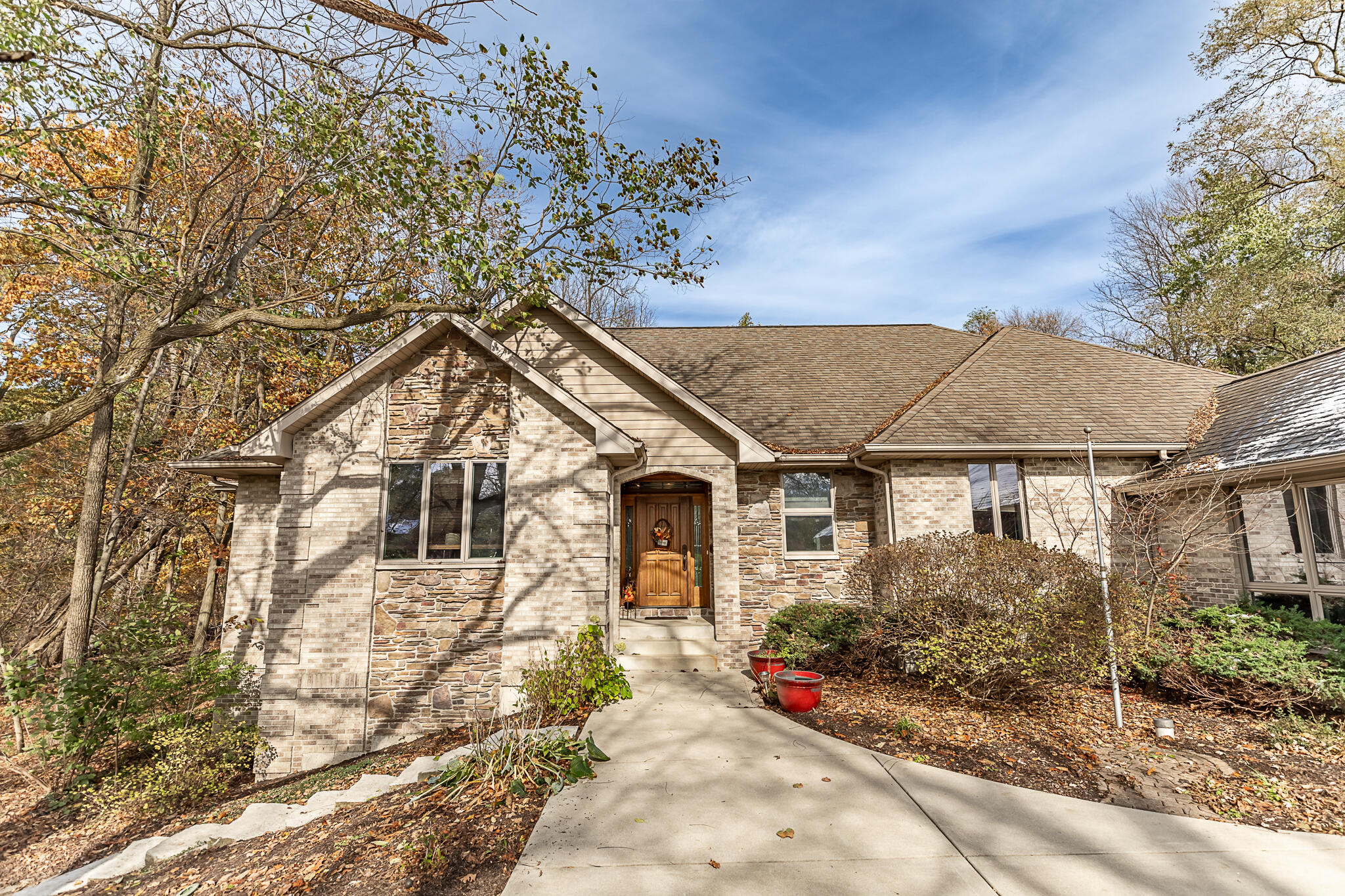 front view of a house with a yard