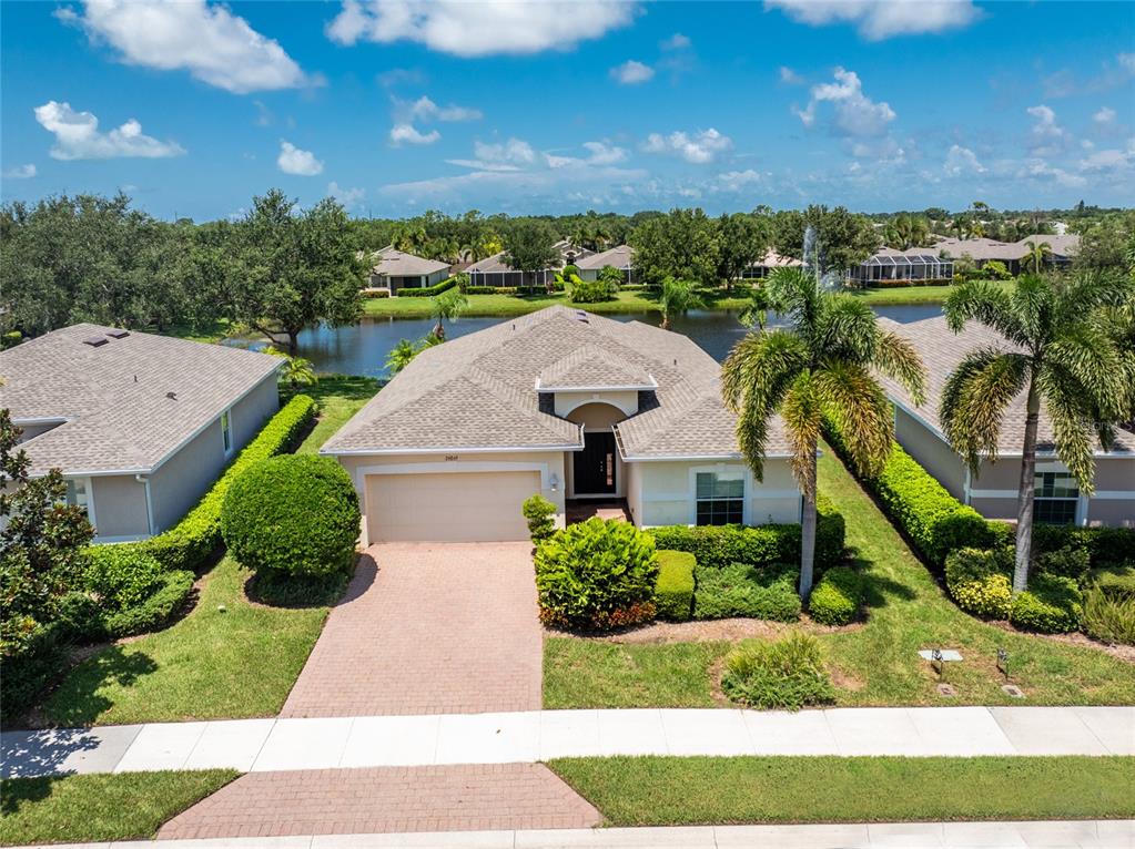 an aerial view of a house