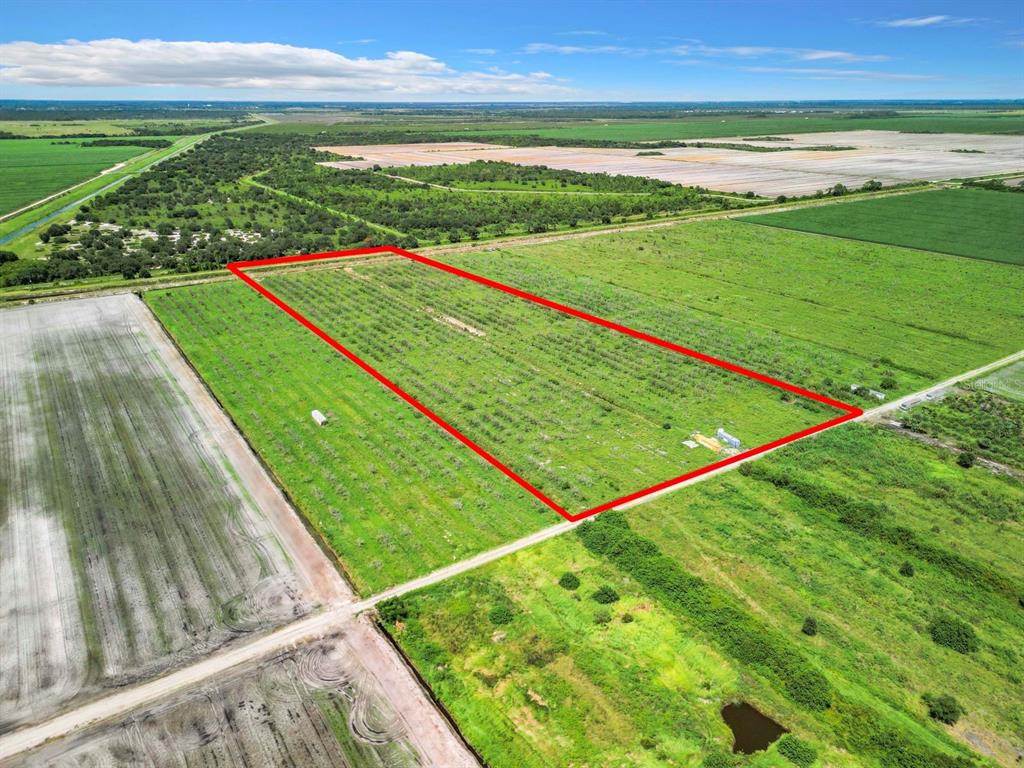 a view of a field with an ocean view