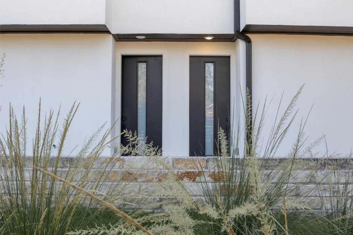 a view of wooden door