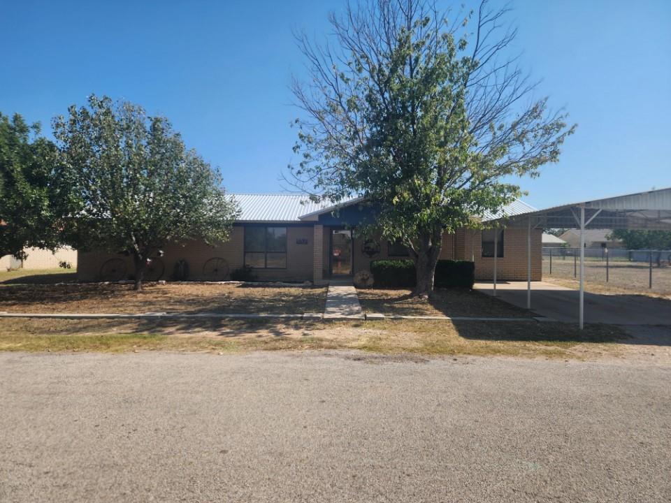 a view of a house with a large tree and a yard