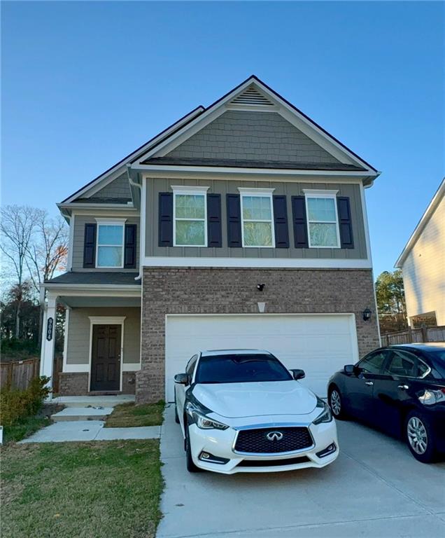 a car parked in front of a house