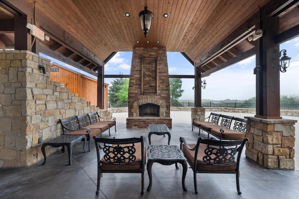 a dining room with furniture and outdoor view