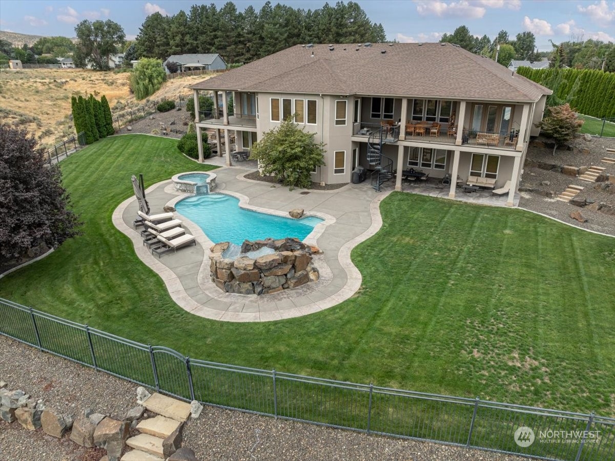 an aerial view of a house