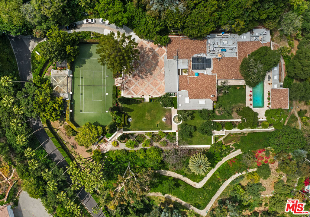 an aerial view of a residential houses