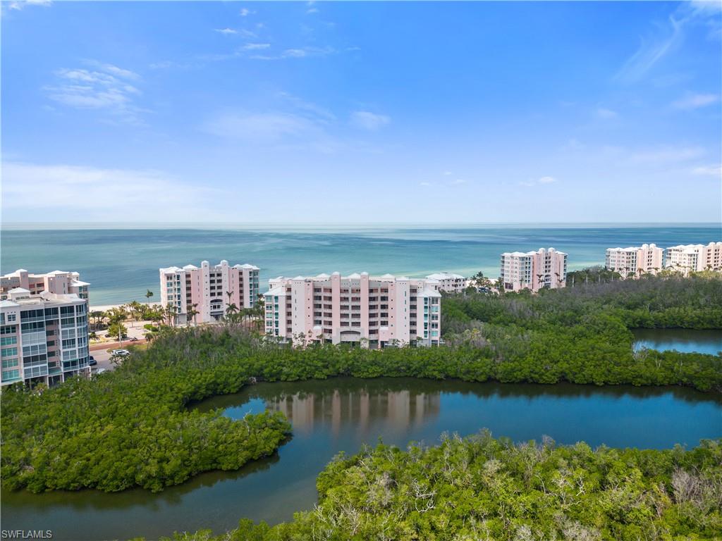 a view of a lake with a city view