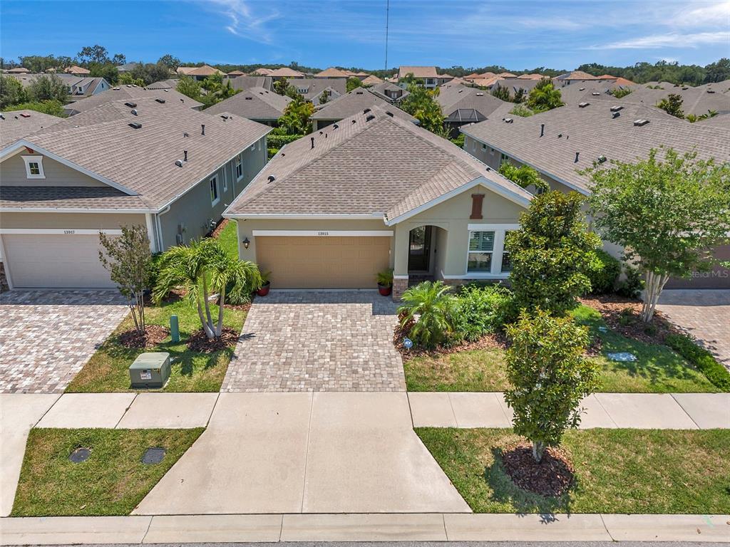 an aerial view of a house