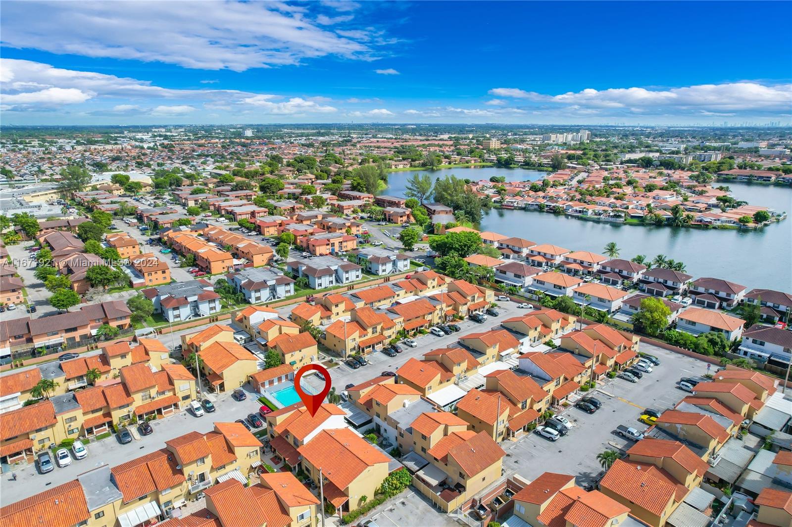 an aerial view of residential building with outdoor space