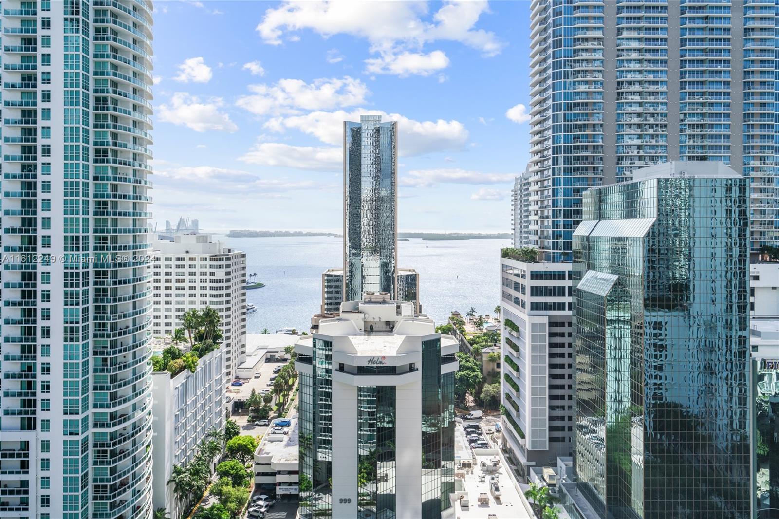 a city view with tall buildings